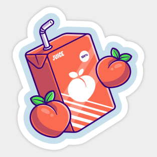 Peach Juice Box Cartoon Sticker